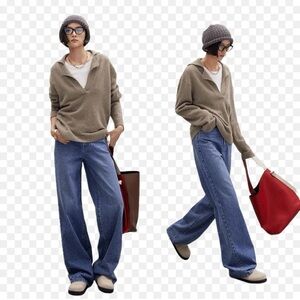 Dimple Hsu Wool/Cashmere Blend V-neck Sweater